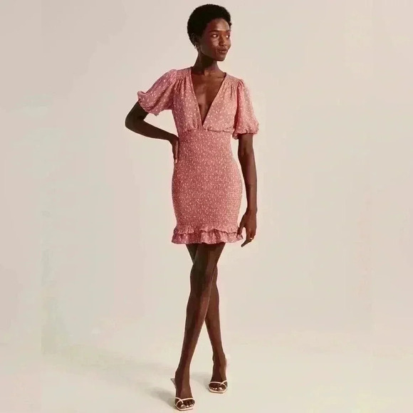 Smocked Waist Mini Dress - Picture 1 of 6